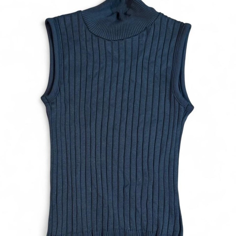 Y2K Black‎ ribbed Coolwear Mockneck Sleeveless sweater Size Large